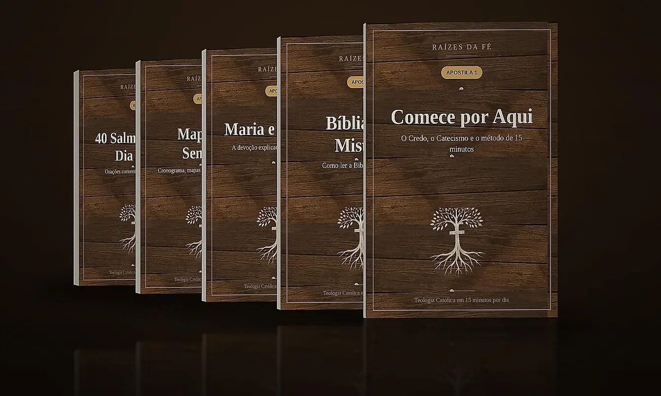 As quatro apostilas e o bônus do Raízes da Fé
